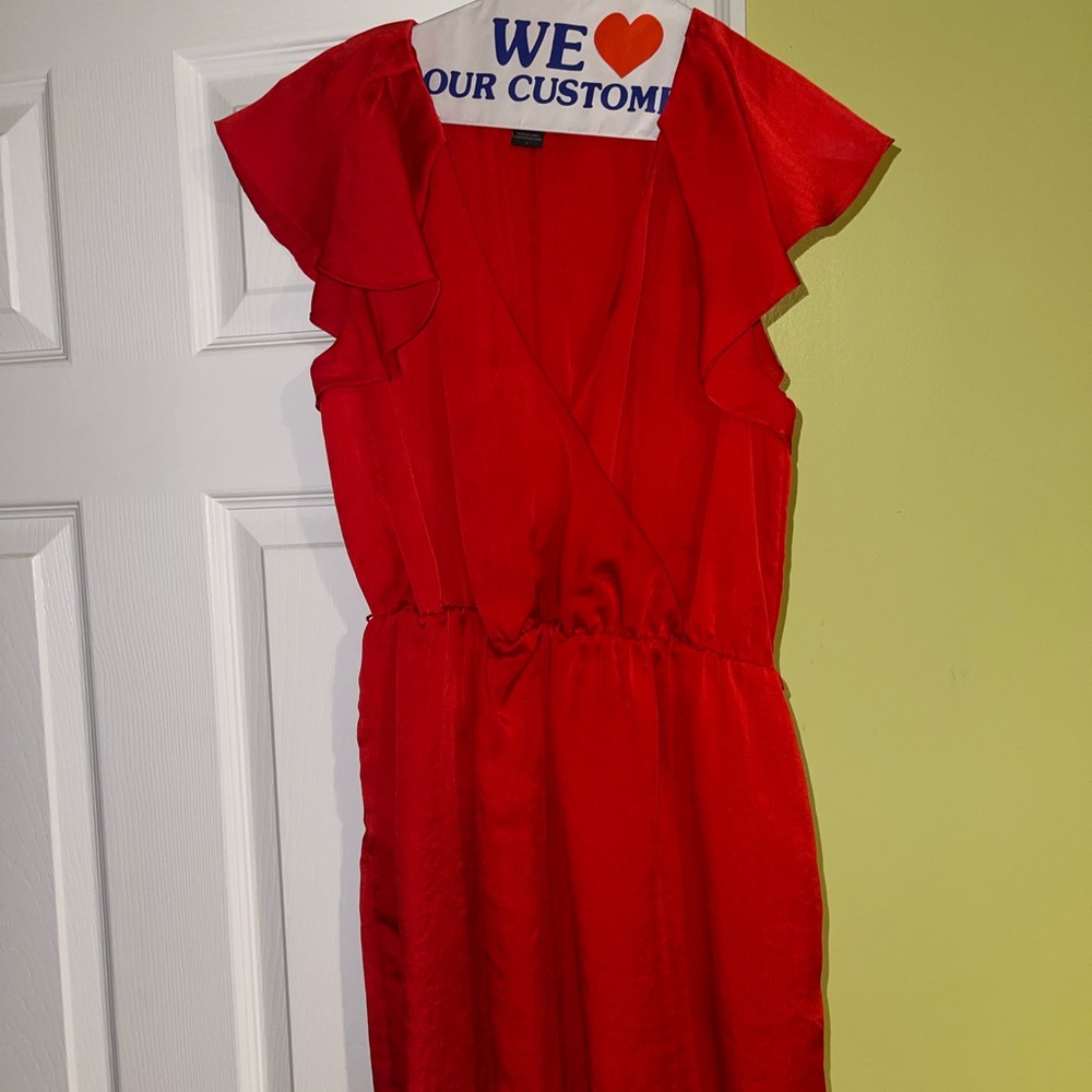 Armani Exchange Red Knee-length Flutter Sleeve Dress